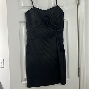 Strapless black cocktail dress